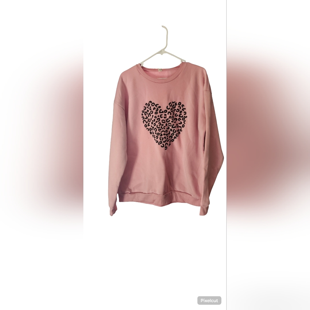 Pink Leopard Heart Sweatshirt